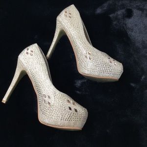 Gold Champagne Wedding, Birthday, Prom Embezzled Rhinestones/Size/9M/4 & 3/4